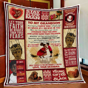 To My Grandson, Black Boy Magic, Love Grandma Quilt Blanket  Size Single, Twin, Full, Queen, King, Super King