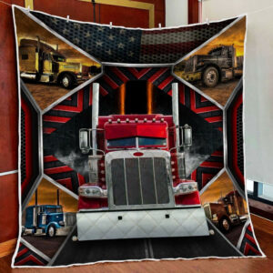 Proud Trucker Quilt Blanket  Size Single, Twin, Full, Queen, King, Super King
