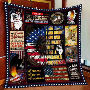 Proud Female Veteran Quilt Blanket  Size Single, Twin, Full, Queen, King, Super King