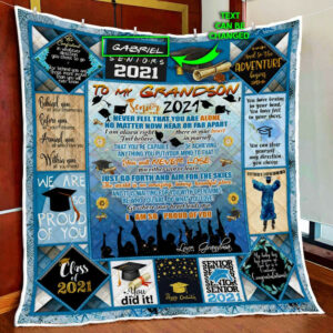Personalized My Grandson Senior 2021, Happy Graduation Quilt Blanket  Size Single, Twin, Full, Queen, King, Super King