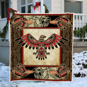 Eagle Quilt Blanket Haida Tribal Native American QNK801Qv3 Size Single, Twin, Full, Queen, King, Super King