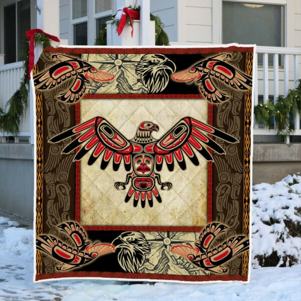 Eagle Quilt Blanket Haida Tribal Native American Qnk801Qv3 Size Single, Twin, Full, Queen, King, Super King