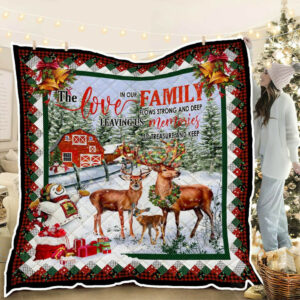Deer Family Quilt Blanket  Size Single, Twin, Full, Queen, King, Super King