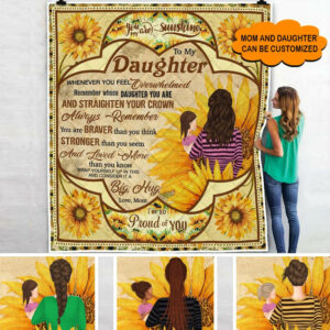 Personalized Mom To Daughter Sunflower Quilt Blanket  Size Single, Twin, Full, Queen, King, Super King