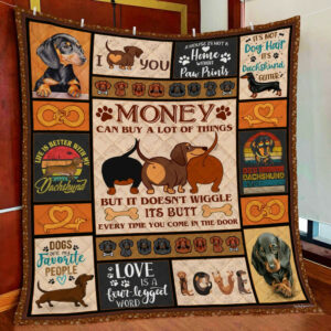 Dachshund Quilt Blanket  Size Single, Twin, Full, Queen, King, Super King