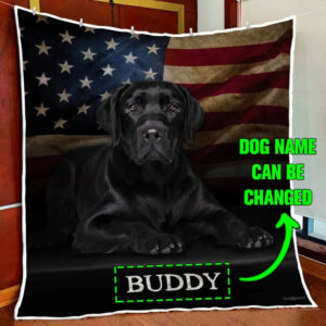 Personalized Black Labrador Quilt Blanket  Size Single, Twin, Full, Queen, King, Super King