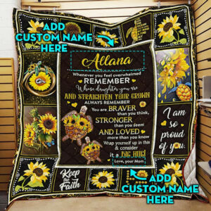 Personalized Remember Whose Daughter You Are, Turtle Quilt Blanket  Size Single, Twin, Full, Queen, King, Super King