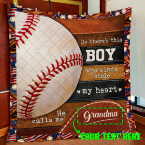 Personalized Grandma To Grandson Custom Name Quilt Blanket  Size Single, Twin, Full, Queen, King, Super King