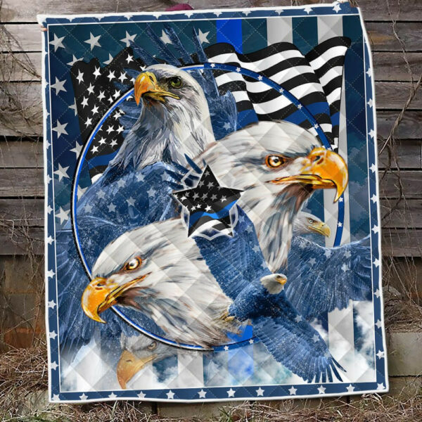 Eagle Quilt Blanket Thin Blue Line Ant206Q Size Single, Twin, Full, Queen, King, Super King