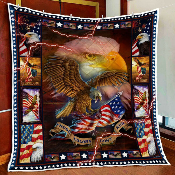 Eagle In America Quilt Blanket  Size Single, Twin, Full, Queen, King, Super King