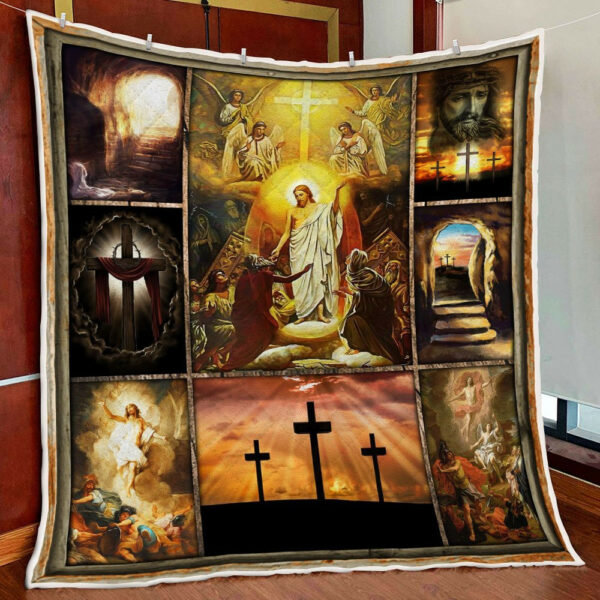 Resurrection Of Jesus Easter Quilt Blanket  Size Single, Twin, Full, Queen, King, Super King