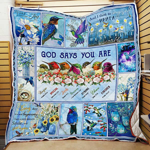Hummingbird Quilt Blanket God Says You Are Lha1742Q  Size Single, Twin, Full, Queen, King, Super King