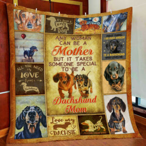 Dachshund Mom Quilt Blanket  Size Single, Twin, Full, Queen, King, Super King