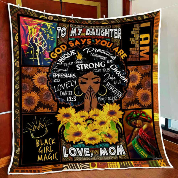 To My Gorgeous Black Girl, Love Mom Quilt Blanket  Size Single, Twin, Full, Queen, King, Super King