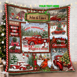 Personalized Pickup Truck Christmas Quilt Blanket  Size Single, Twin, Full, Queen, King, Super King