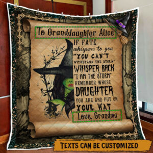 Personalized Quilt Blanket To Granddaughter, Witch Girl  DDH2838QCT Size Single, Twin, Full, Queen, King, Super King