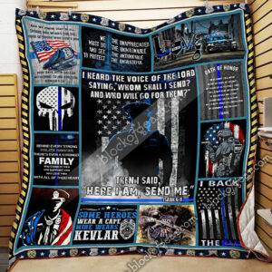 Police. Law Enforcement, “Here I am, send me.” Quilt Blanket  Size Single, Twin, Full, Queen, King, Super King