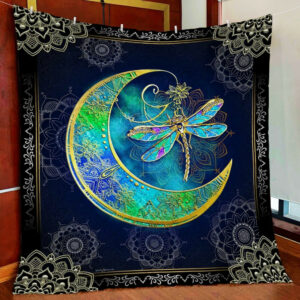 Dragonfly Moon Quilt Blanket PSL75Q  Size Single, Twin, Full, Queen, King, Super King
