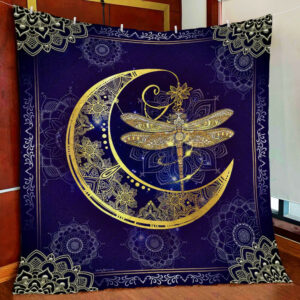 Dragonfly Moon Quilt Blanket PSL75Qv1  Size Single, Twin, Full, Queen, King, Super King