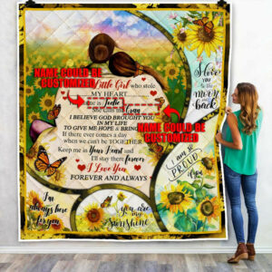 Personalized To Daughter. Granddaughter Sunflower Quilt Blanket  Size Single, Twin, Full, Queen, King, Super King