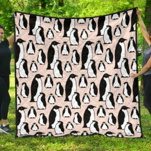 Penguin Pattern Background Premium Quilt Quilt Blanket Size Single, Twin, Full, Queen, King, Super King