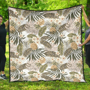 Pineapple Leave flower Pattern Premium Quilt Quilt Blanket Size Single, Twin, Full, Queen, King, Super King
