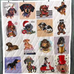 Dachshund Dog Quilt Blanket Size Single, Twin, Full, Queen, King, Super King