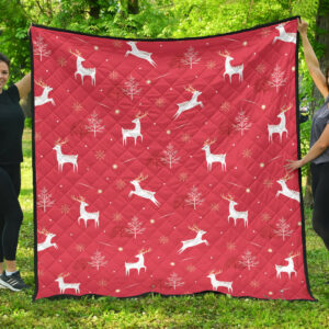 Deer Pattern Background Premium Quilt Quilt Blanket Size Single, Twin, Full, Queen, King, Super King