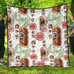 Dragon Pattern Happy Dragon Boat Festival Premium Quilt Quilt Blanket Size Single, Twin, Full, Queen, King, Super King