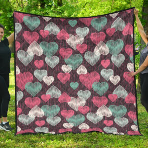 Decorative Heart Pattern Premium Quilt Quilt Blanket Size Single, Twin, Full, Queen, King, Super King
