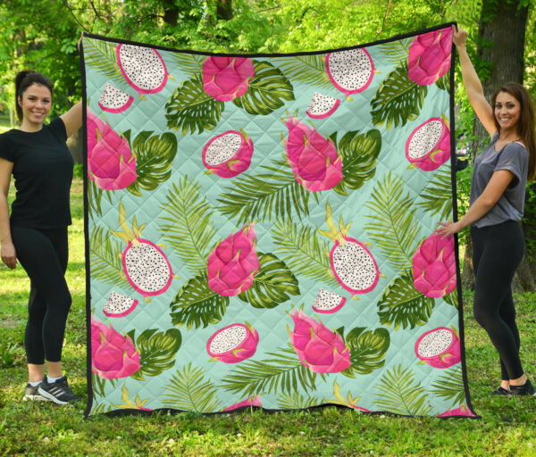 Dragon Fruit Leaves Pattern Premium Quilt Quilt Blanket Size Single, Twin, Full, Queen, King, Super King