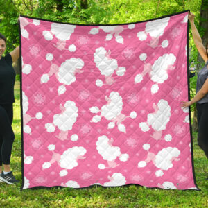 Poodle Pink Theme Pattern Premium Quilt Quilt Blanket Size Single, Twin, Full, Queen, King, Super King