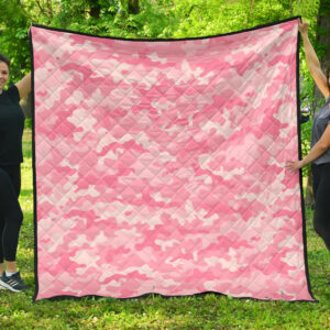 Pink Camo Camouflage Pattern Premium Quilt Quilt Blanket Size Single, Twin, Full, Queen, King, Super King