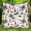 Sailboat Pattern Background Premium Quilt Quilt Blanket Size Single, Twin, Full, Queen, King, Super King