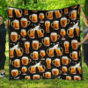 Pomeranian Pattern Blue Background Premium Quilt Quilt Blanket Size Single, Twin, Full, Queen, King, Super King