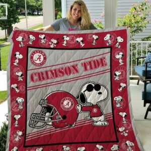 Snoopy Alabama Crimson Tide Quilt Blanket Ha0411 Fan Made Size Single, Twin, Full, Queen, King, Super King  , NCAA Quilt Blanket
