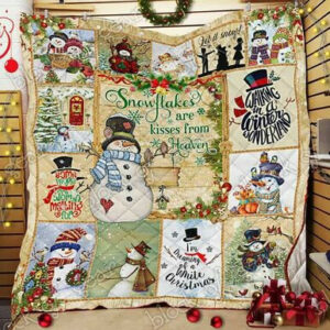 Snowflakes Are Kisses from Heaven Snowman JK127 3D Customized Quilt Quilt Blanket Size Single, Twin, Full, Queen, King, Super King
