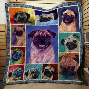 A Bc – Pug Dog Quilt Blanket Size Single, Twin, Full, Queen, King, Super King