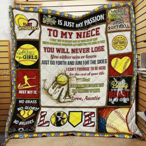 Softball Niece Love Auntie JK847 3D Customized Quilt Quilt Blanket Size Single, Twin, Full, Queen, King, Super King